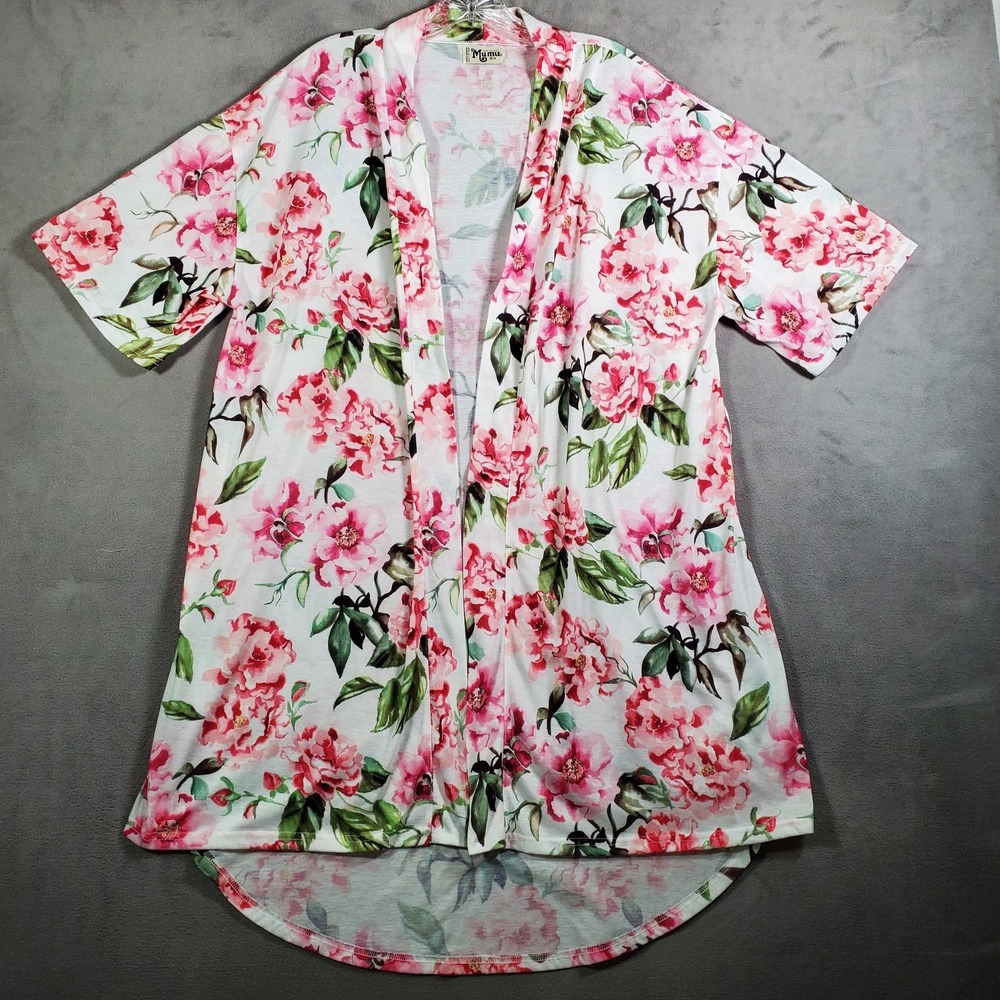 Show Me Your Mumu Robe Womens O/S White‎ Pink Floral Boho Lightweight Lounge